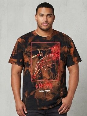 Upcycled A Nightmare On Elm Street Tee Custom Acid Washed L 21” p2p